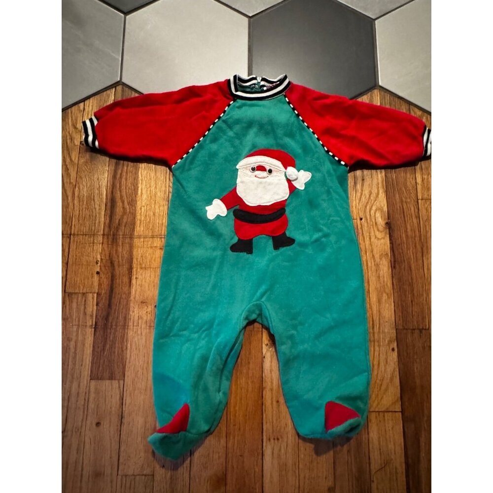 VTG Kiddo Brand Christmas Santa Googly Eye Romper One Piece outfit toddler 18-24